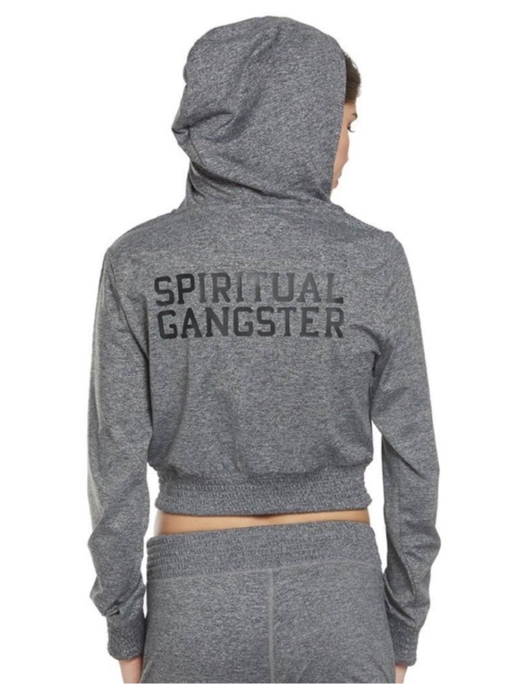Spiritual Gangster Cropped Hoodie - Heather Gray